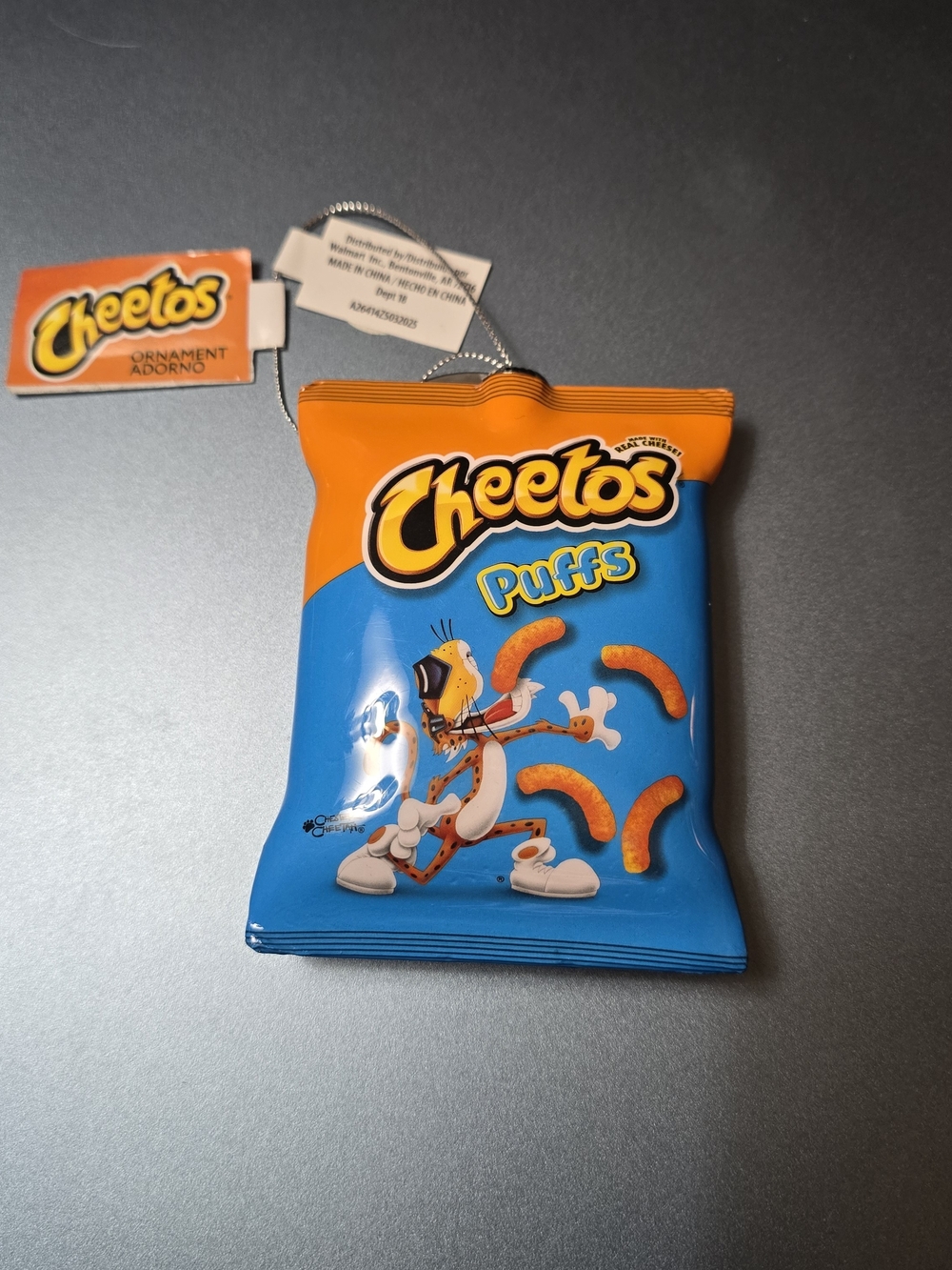 Cheetos Puffs Branded Ornament w/Chester Cheetah Miniature Snack Bag NWT